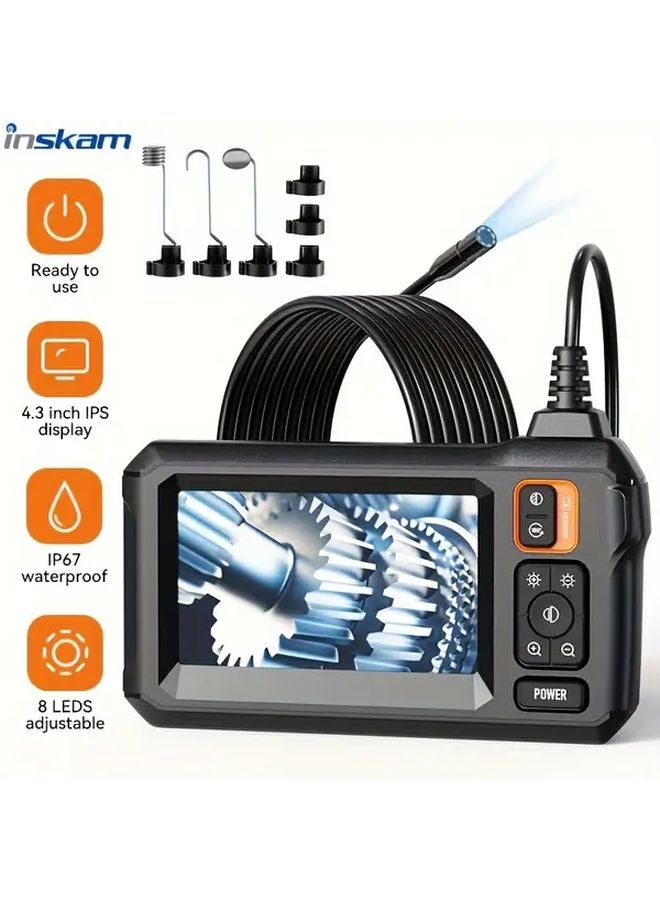 Hard Wire Single Lens 8mm 39 37 Inch Industrial Endoscope with 4 3 Inch IPS Display for Auto Repair Plumbing Home Inspection - Image 1